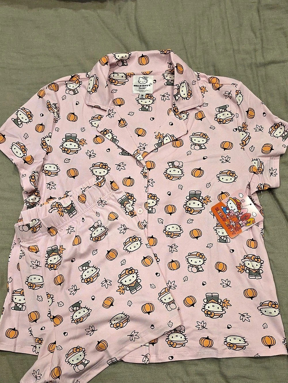 Hello Kitty Print Button Down Pink Harvest Pajamas